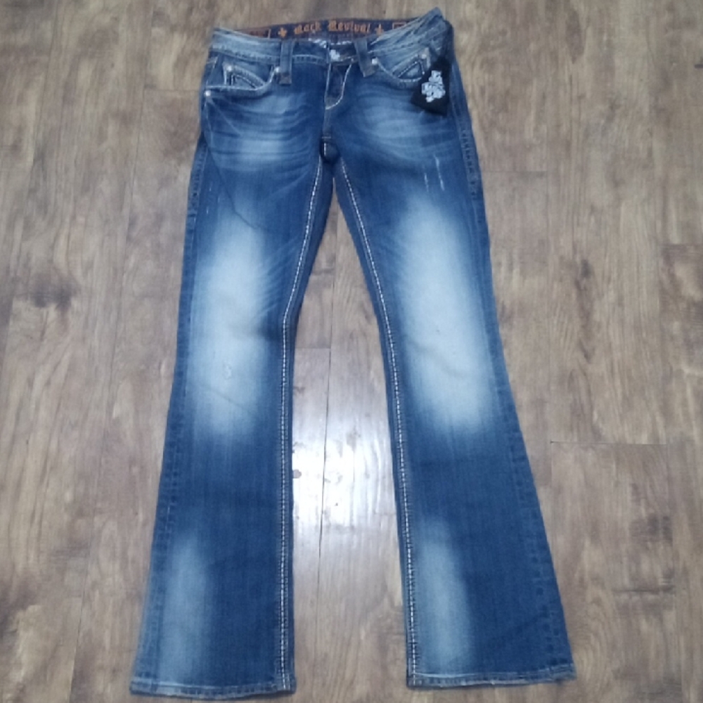 Rock Revival Women's 26 Bootcut Blair Embellished Distressed NWOT DEFECT